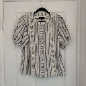 INC International Concepts Black and White Striped Blouse